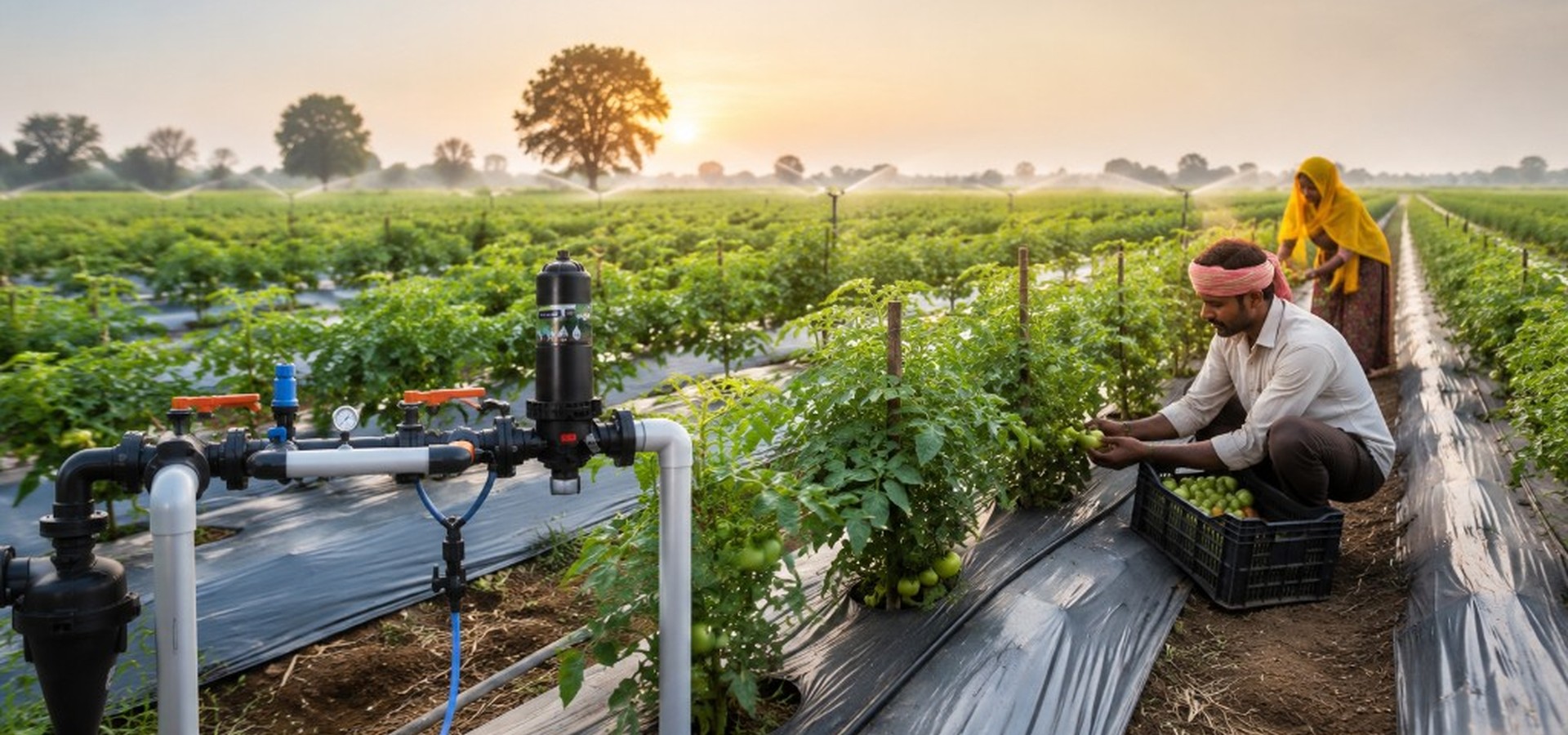 True Value drip irrigation system in tomato field